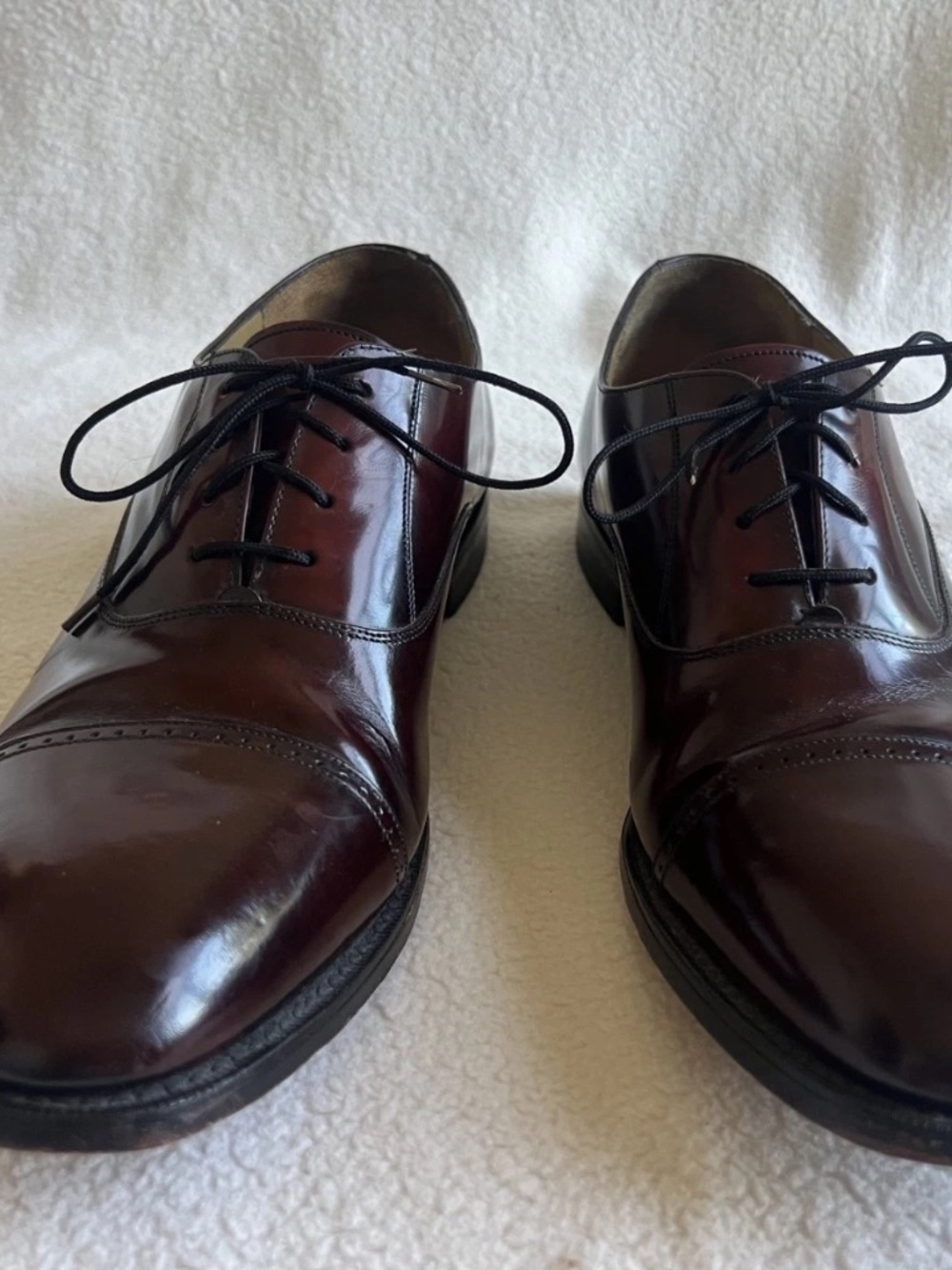 Johnston & Murphy Mens Limited Burgundy Cap Toe Oxford Shoe Size 9.5